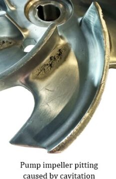 Impeller pitting caused by cavitation 